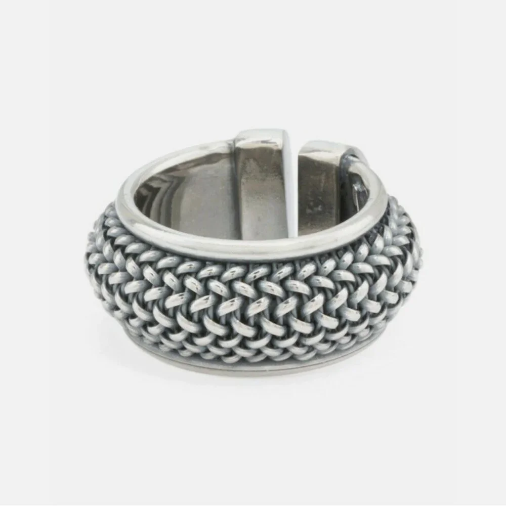 Mia Fiore Sterling Silver Woven Pattern Band Ring